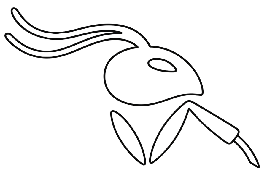 Stylized ANT Ideas mascot in outline form